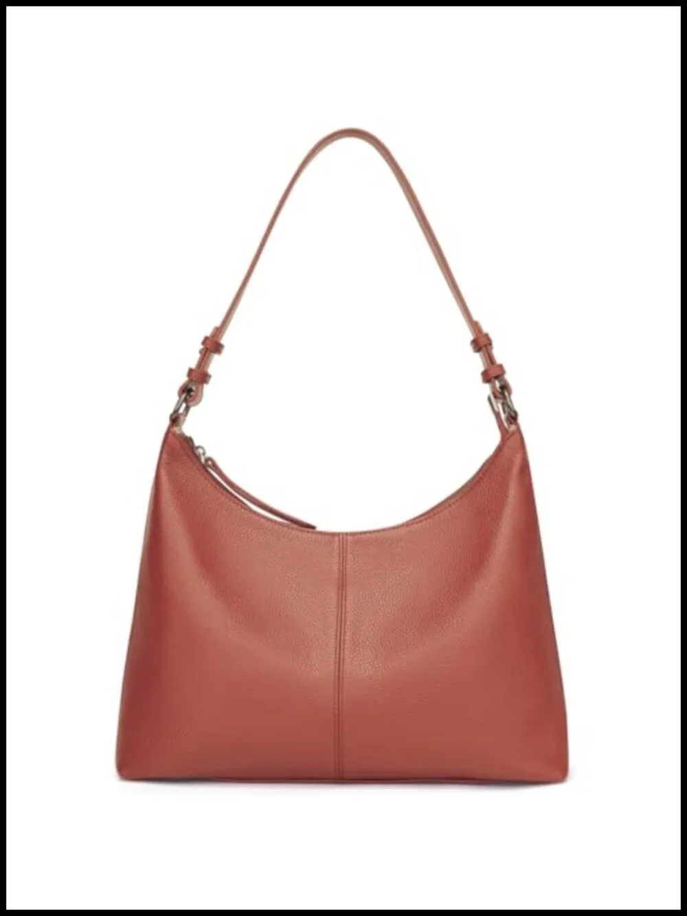 Genuine Leather Hobo Bag with Two Adjustable Straps Work Crossbody Handbag